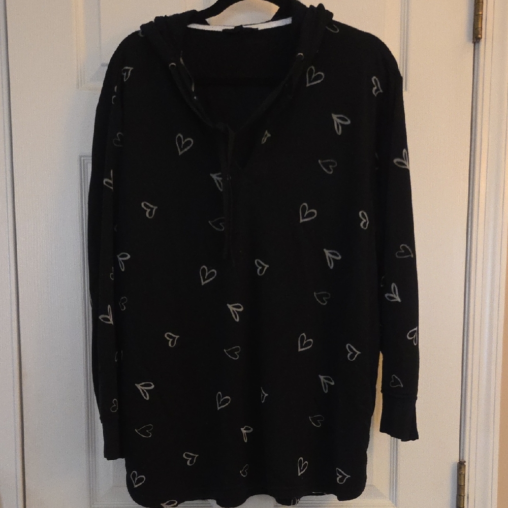 Heart Print Hoodie Sz 2x